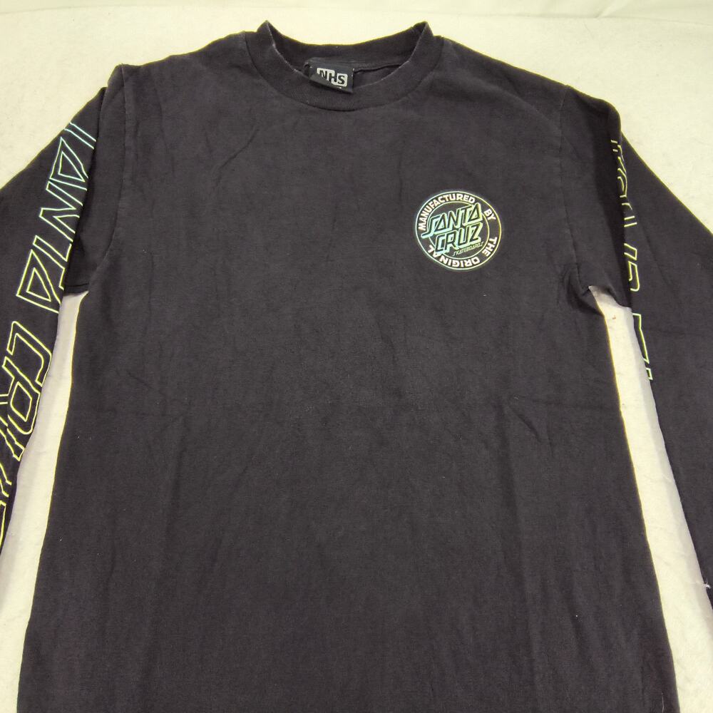 Santa Cruz Casual Crew Neck Long Sleeve Graphic T Shirt Mens Size Small S Black